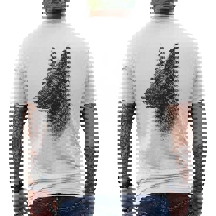 ベルギーシェパード 犬 グラフィック ペットアート ベルギーシェパード メンズTシャツ バックプリント