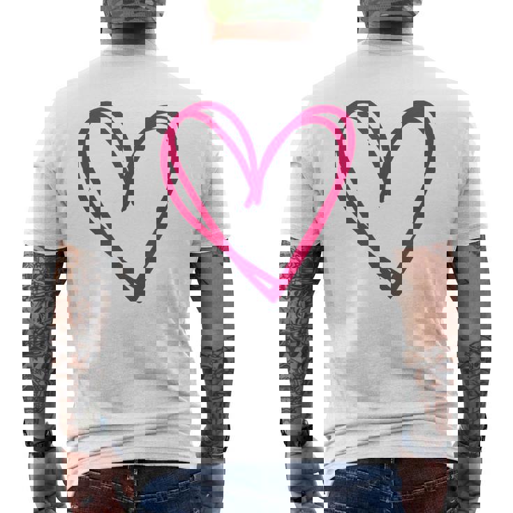 ホットピンクハート メンズTシャツ バックプリント