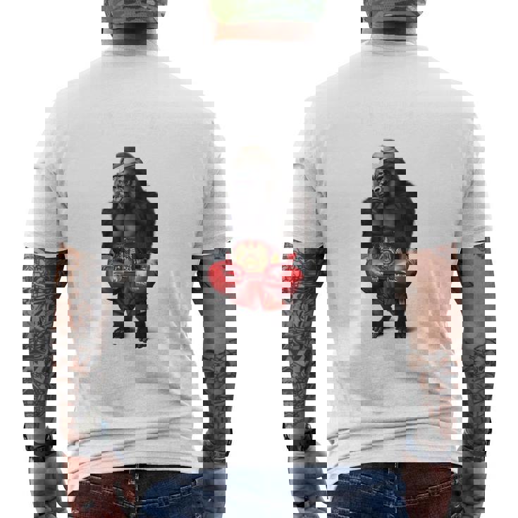 ボクシング チャンピオン ゴリラ ボクサーファイター メンズTシャツ バックプリント