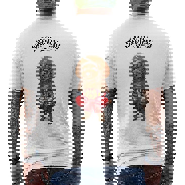 ボクシングチャンピオン プードル ドッグファイター メンズTシャツ バックプリント