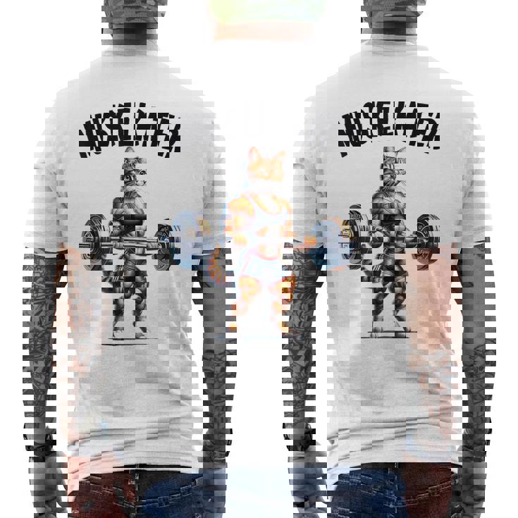 ボディービルダーのためのベアバーベルデザイン ボディービル メンズTシャツ バックプリント