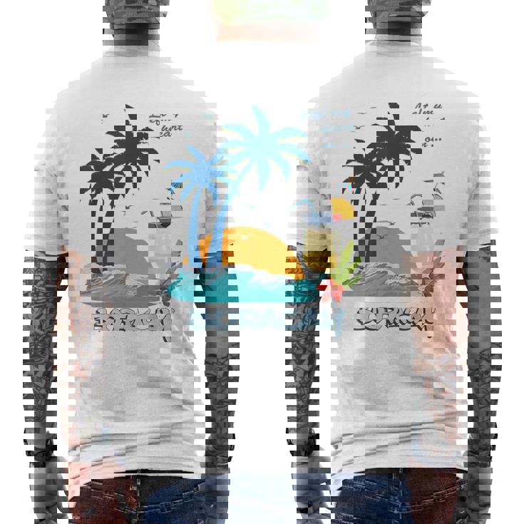 ボラカイ島 ヤシの木 日没 花 フィリピン ビーチ カクテル パラワン島 東南アジア 海鳥 島 贈り物 海 お土産 セブ メンズTシャツ バックプリント