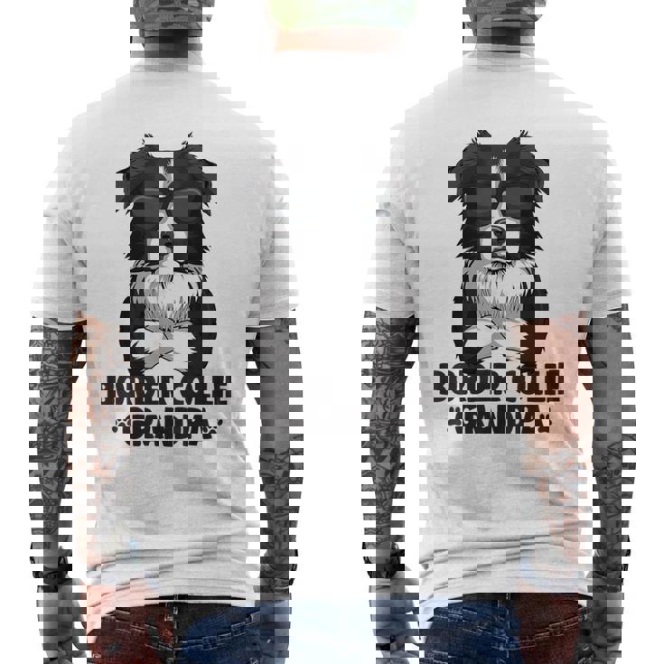 ボーダーコリー 犬 おじいちゃん メンズTシャツ バックプリント