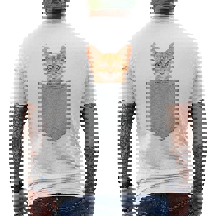 ポケットの中の猫ポケットキャット猫好き ねこ好き ネコ好きニャー猫 猫の飼い主 心電図 おもしろ 可愛い ねこ ネコ 猫 長袖tシャツ メンズTシャツ バックプリント