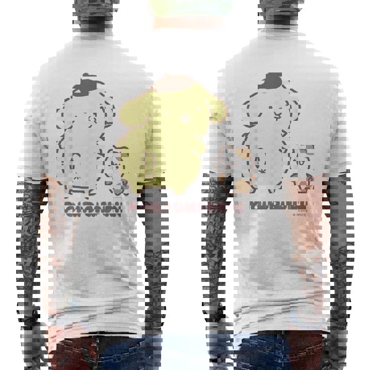 ポムポムプリン ふりむき ライトカラー メンズTシャツ バックプリント