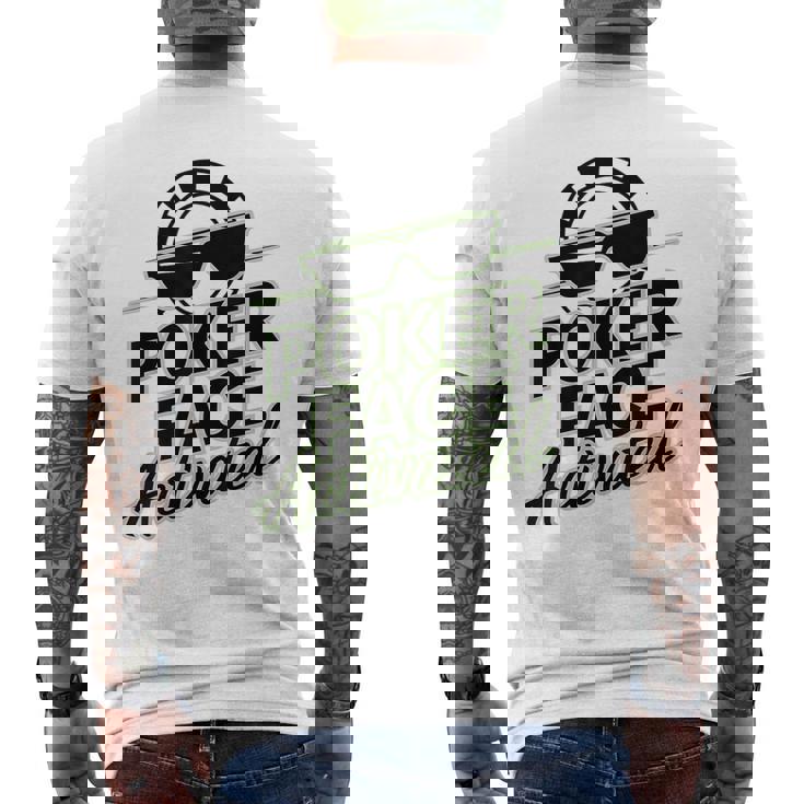 ポーカーフェイス活性化テキサスホールデムポーカーカード愛好家。 メンズTシャツ バックプリント