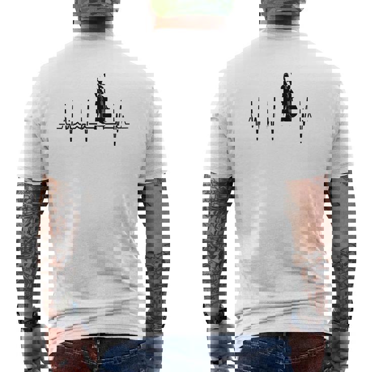 マイ・ハート・ビーツ・フォー・コントラバス・ハートビート メンズTシャツ バックプリント