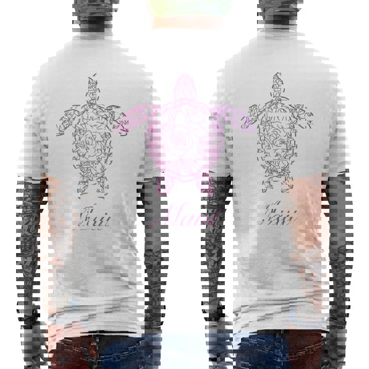 マウイ ウミガメ ハワイ Hi ハワイアン トライバル タートル ホヌ キュート メンズTシャツ バックプリント