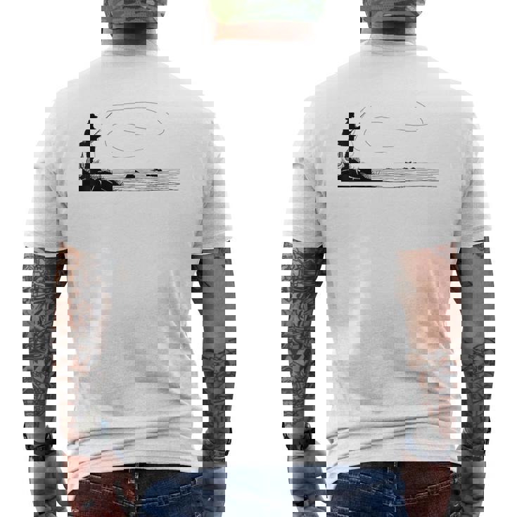 マス フライフィッシング サーモン メンズTシャツ バックプリント