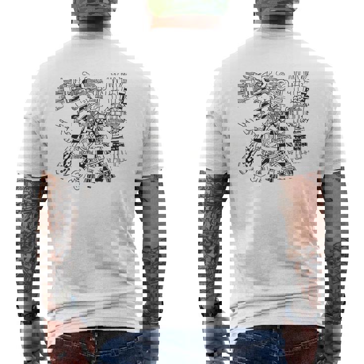 マヤの守護神テスカトリポカの戦士アステカインディアンメキシコ メンズTシャツ バックプリント