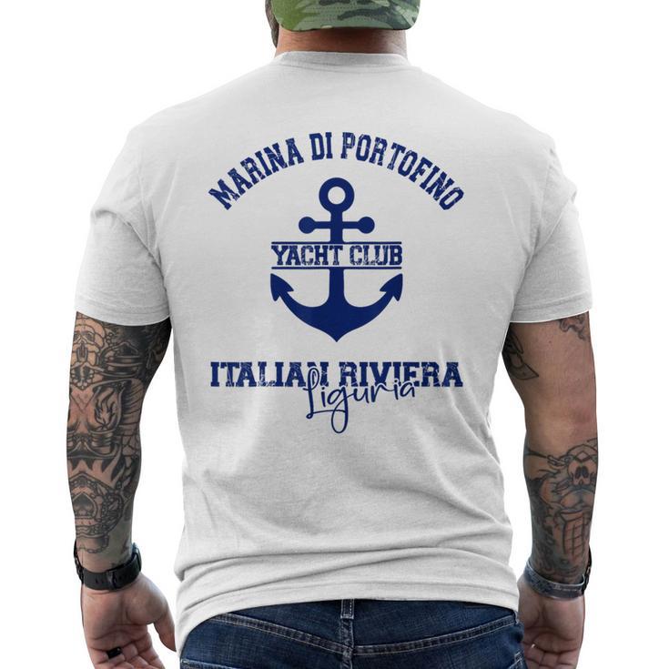 マリーナ・ディ・ポルトフィーノ イタリアン リビエラ ヨットクラブ ボートバケーション メンズTシャツ バックプリント