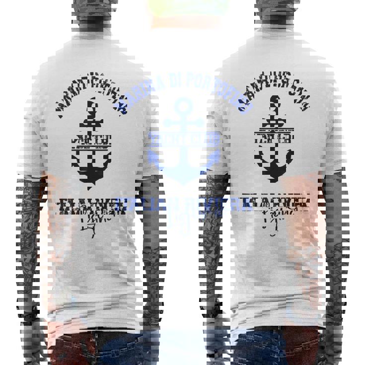 マリーナ・ディ・ポルトフィーノ イタリアン リビエラ ヨットクラブ ボートバケーション メンズTシャツ バックプリント