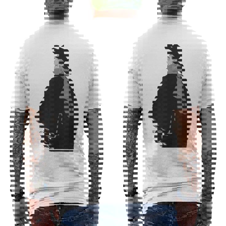 ミステリアスなクロークドクラシック紳士ヴィンテージノワールスタイル メンズTシャツ バックプリント