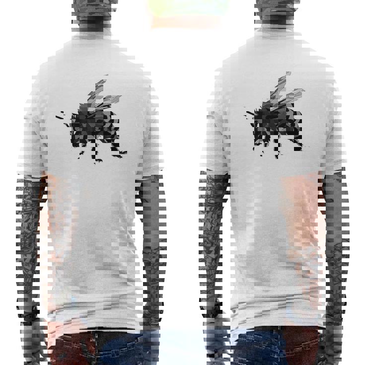 ミツバチ ステンシル セイブ 蜂 ハニー昆虫 メンズTシャツ バックプリント
