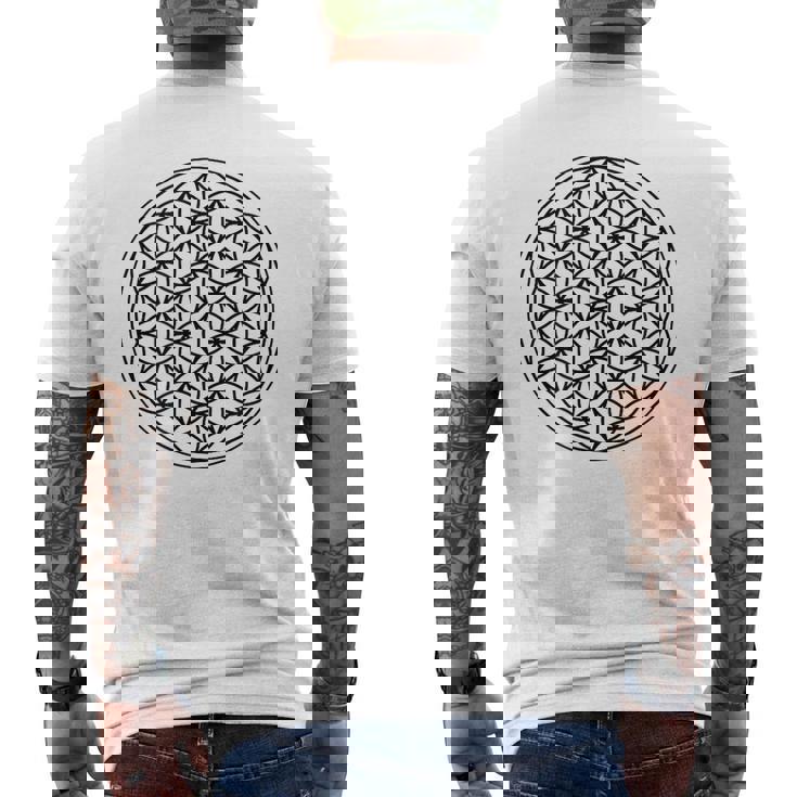 ミニマリスト フラワー オブ ライフ メンズTシャツ バックプリント