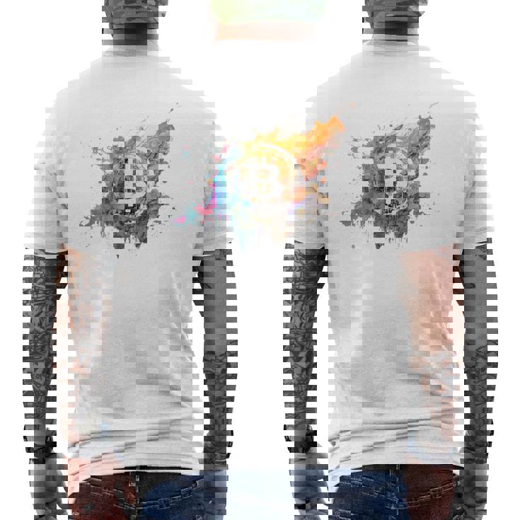 モダンビットコインアート Hodl Btc Btcアート カラフルなビットコイン メンズTシャツ バックプリント