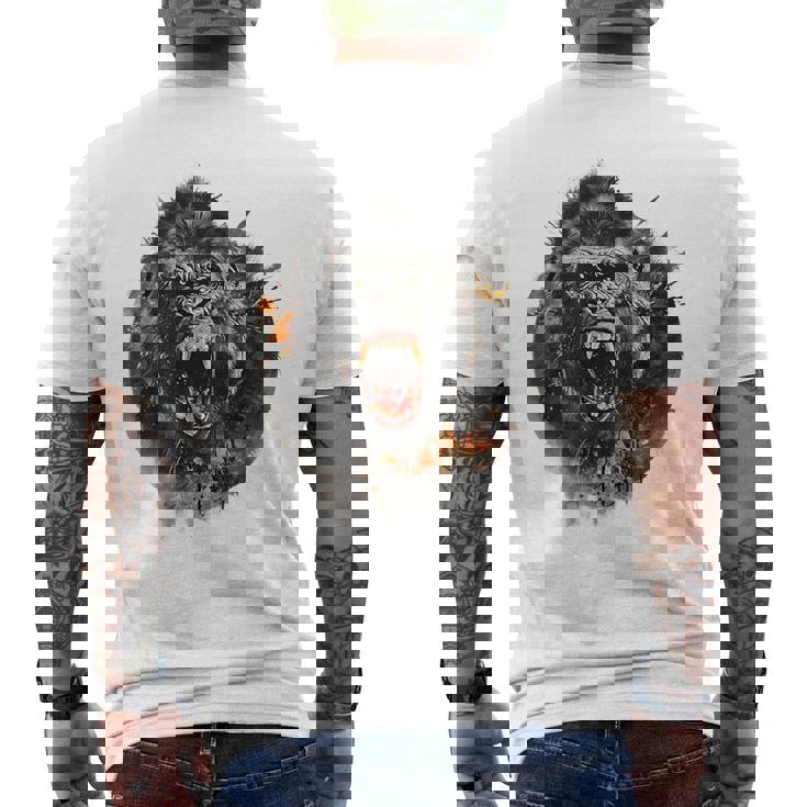 モンキー ゴリラ シルバーバック アニマル スプラッシュ グラフィティ アート メンズTシャツ バックプリント