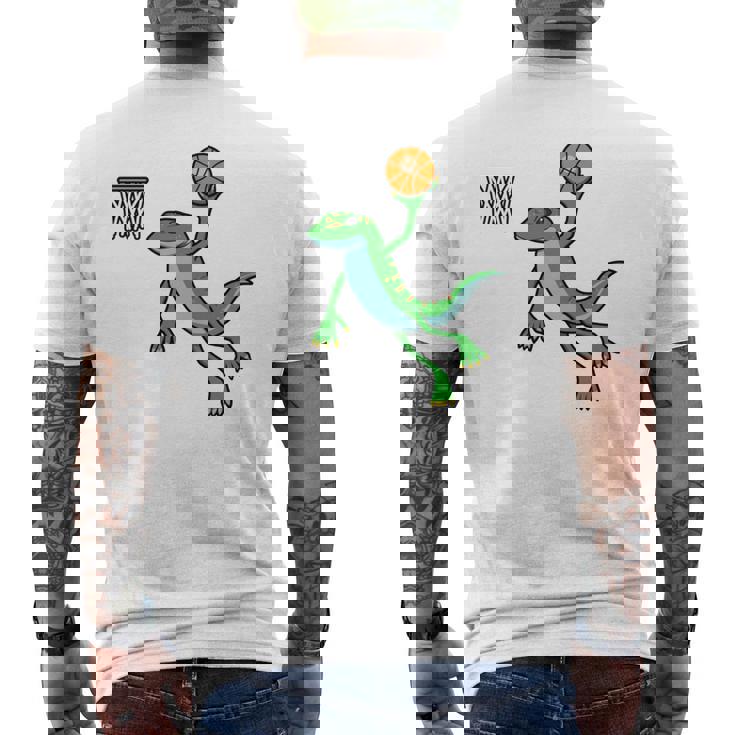 ヤモリ バスケットボール ホビー スポーツ 爬虫類 長袖tシャツ メンズTシャツ バックプリント