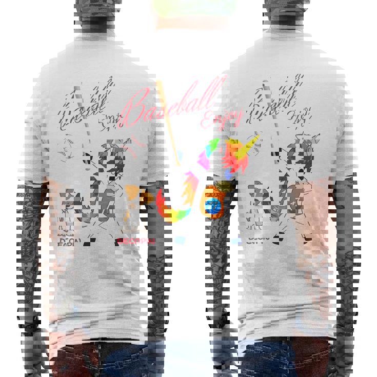 ユニコーン 野球 デコピン 長袖tシャツ メンズTシャツ バックプリント