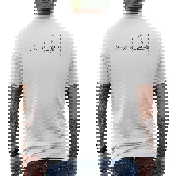 ヨットのハートビートグラフィック メンズTシャツ バックプリント