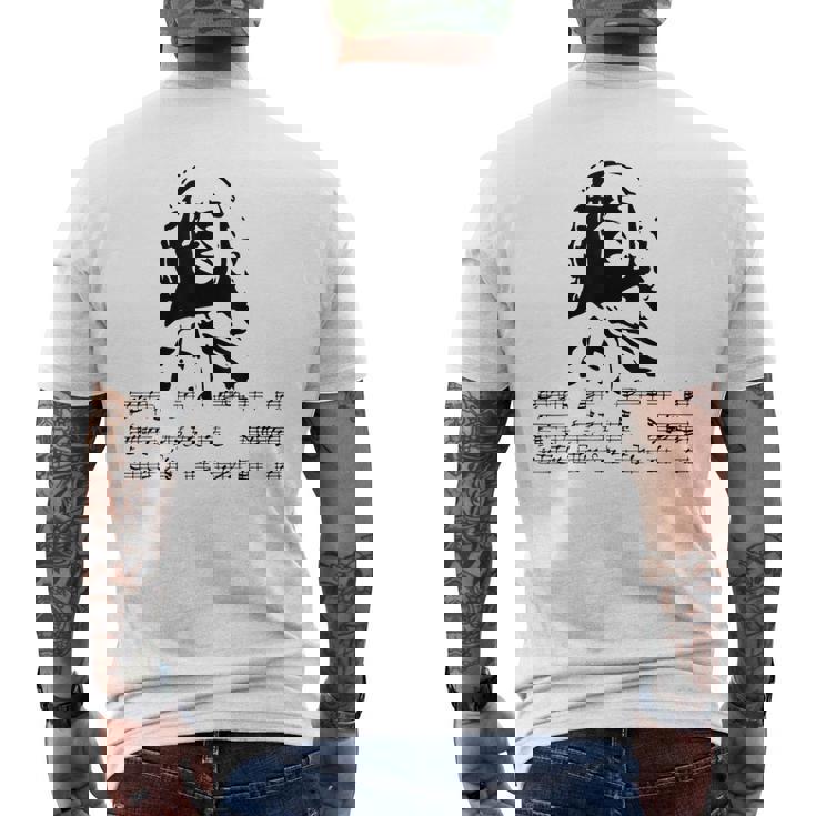 ヨハン・セバスティアン・バッハ 作曲家 ピアニスト 古典音楽 メンズTシャツ バックプリント