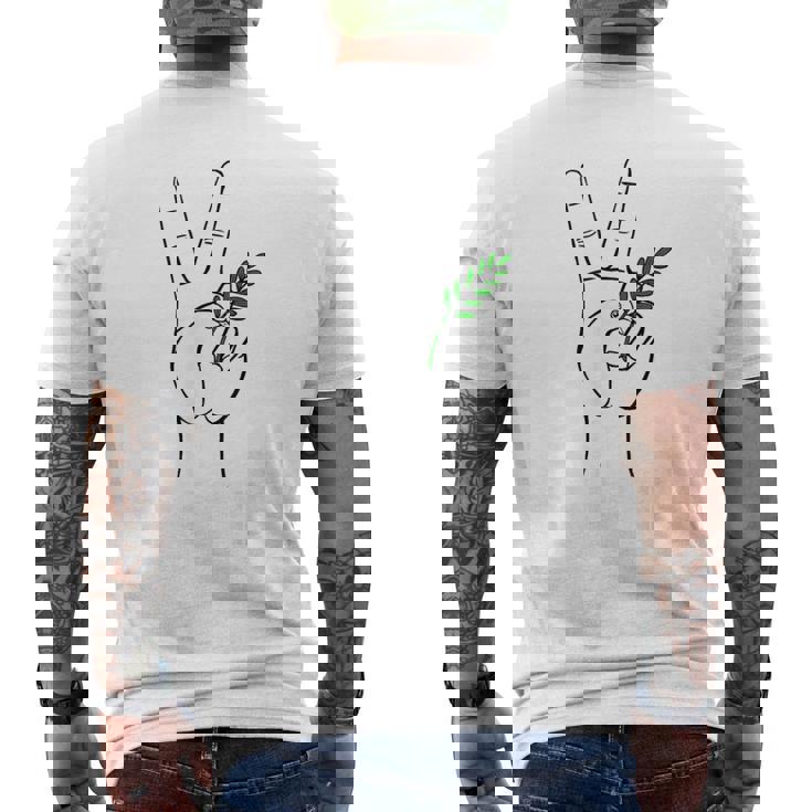 ヨルダン川西岸中東平和鳩オリーブの枝無料パレスチナ メンズTシャツ バックプリント