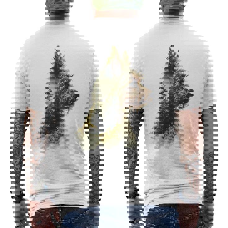 ヨークシャーテリア 犬 モチーフ ペット アートワーク ヨークシャーテリア メンズTシャツ バックプリント