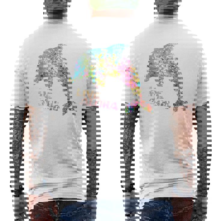 ライブ アロハ イルカ グラフィック メンズTシャツ バックプリント