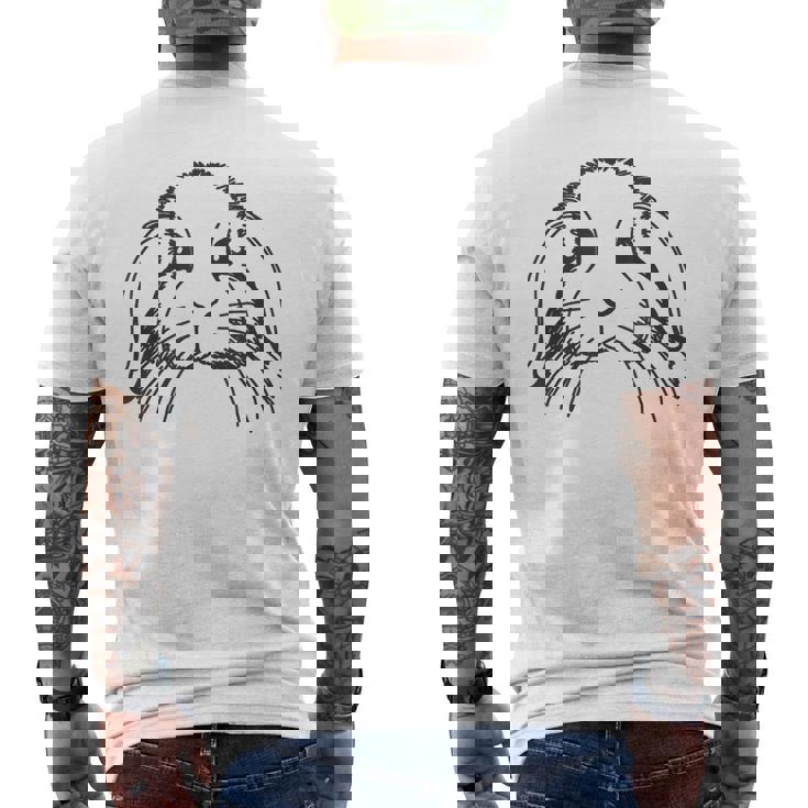 ラインアートダッドママラビット-ホーランドロップ メンズTシャツ バックプリント
