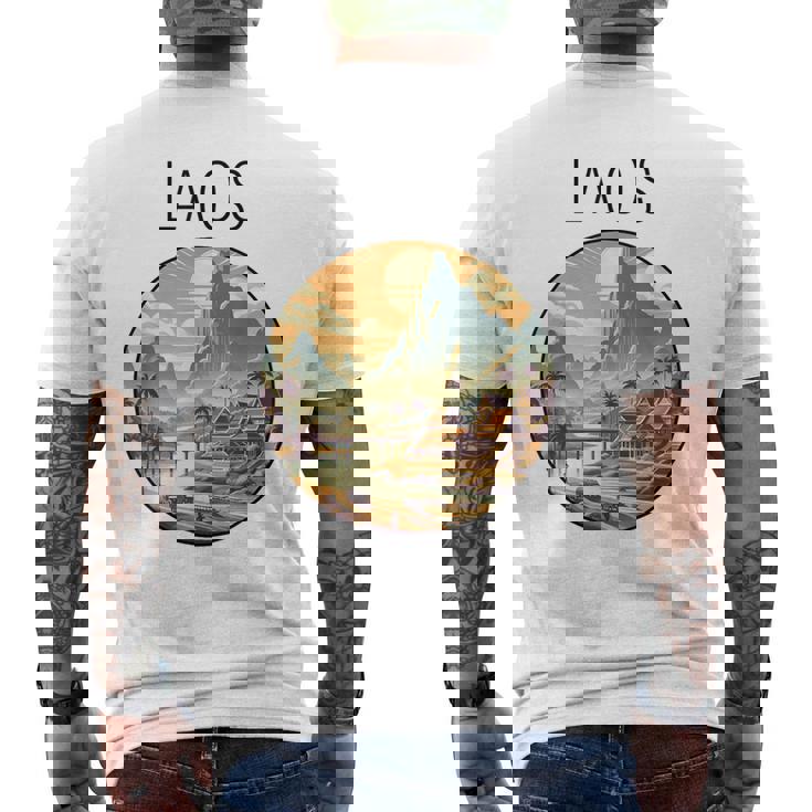 ラオスの風景 アールデコ メンズTシャツ バックプリント