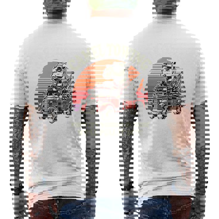 ラクダ牽引、しっかりと固定されている場合は引き出します。 長袖tシャツ メンズTシャツ バックプリント