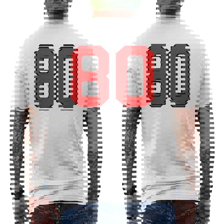 ラッキーナンバー80 クラシックカレッジアメリカン代表チームのファンプレイヤー メンズTシャツ バックプリント