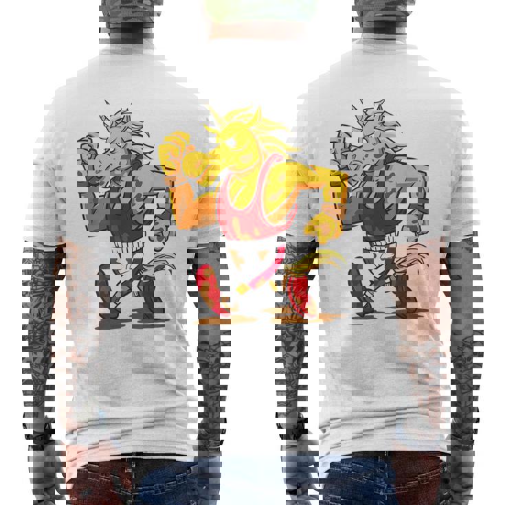 ランニング フィットネス スポーティ ユニコーン メンズTシャツ バックプリント