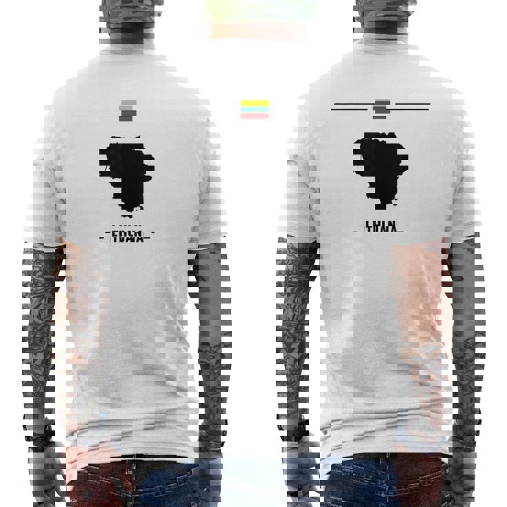 リトアニアの国旗、地図と国名リトアニア。 メンズTシャツ バックプリント