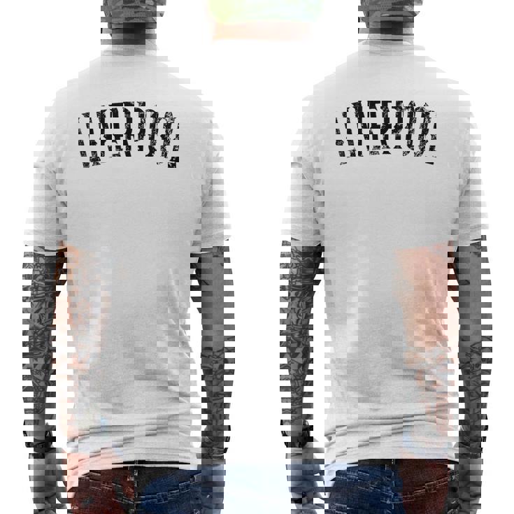 リバプール イギリス ヴィンテージ ブラック テキスト アパレル メンズTシャツ バックプリント