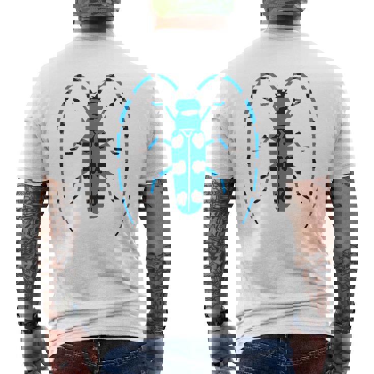 ルリボシカミキリ _昆虫_カミキリムシ メンズTシャツ バックプリント