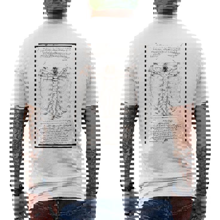 レオナルド・ダ・ヴィンチの「ヴィトルヴィア人」 オリジナル メンズTシャツ バックプリント