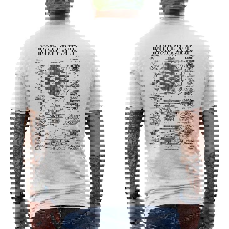 レコードプレーヤー ヴィンテージ 特許 Dj ターンテーブル 蓄音機 メンズTシャツ バックプリント