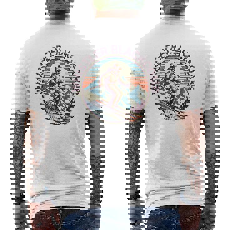 レトロ ヴィンテージ ウィスラー ブラッコム カナダ スキー リゾート 冬 メンズTシャツ バックプリント