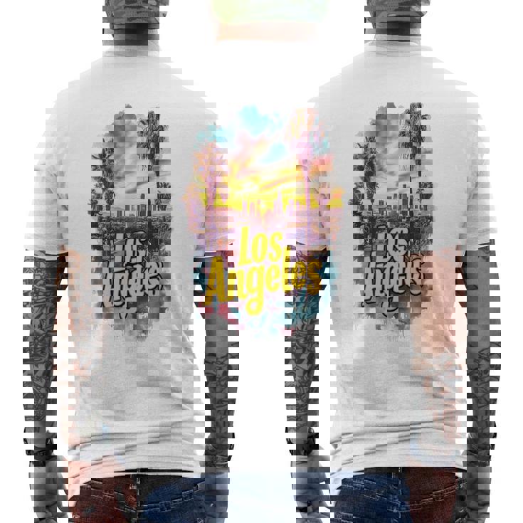 ロサンゼルス カリフォルニア サンセット スカイライン アーバン お土産 メンズTシャツ バックプリント