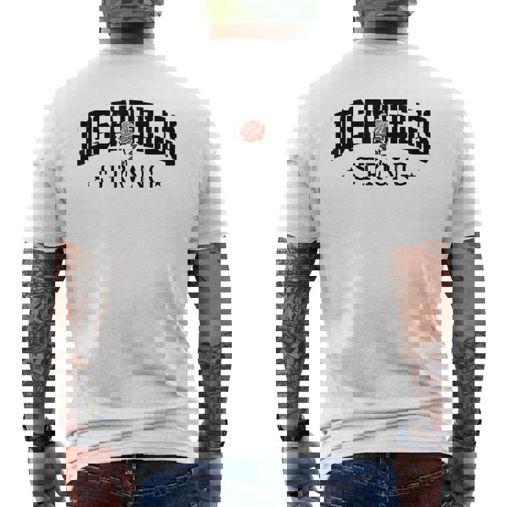 ロサンゼルスストロングカリフォルニアストロング、Laストロングサポート メンズTシャツ バックプリント