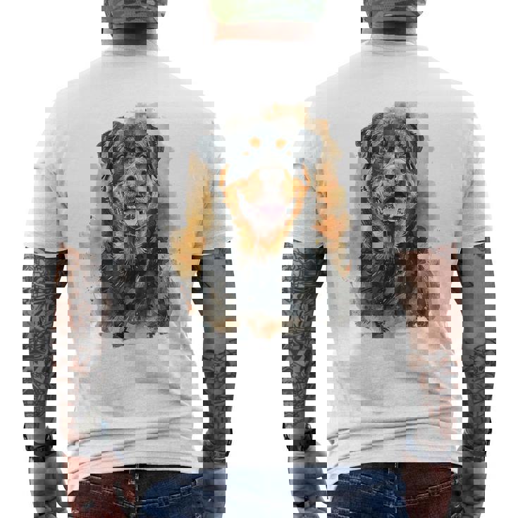 ロットワイラー 犬 モチーフ ペット アートワーク カラフル ロットワイラー メンズTシャツ バックプリント