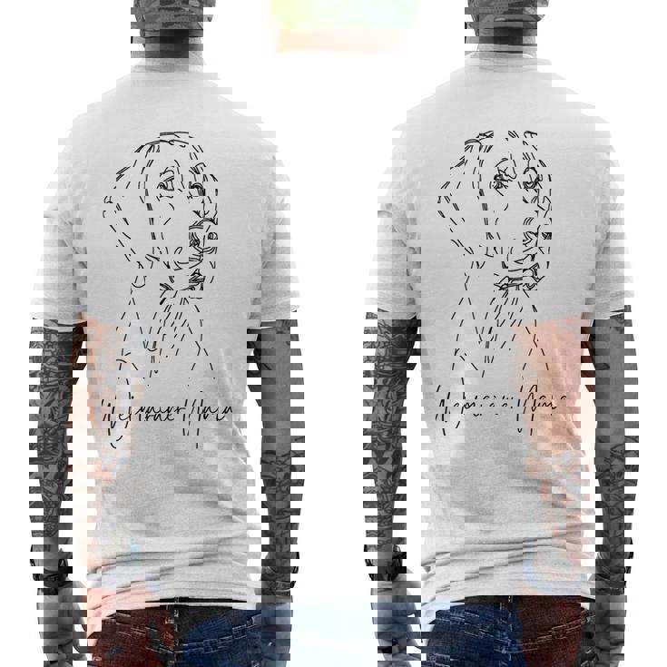 ワイマラナー ママ ワイマラナー ママ かわいい ラインアート 犬 アーティスティック メンズTシャツ バックプリント