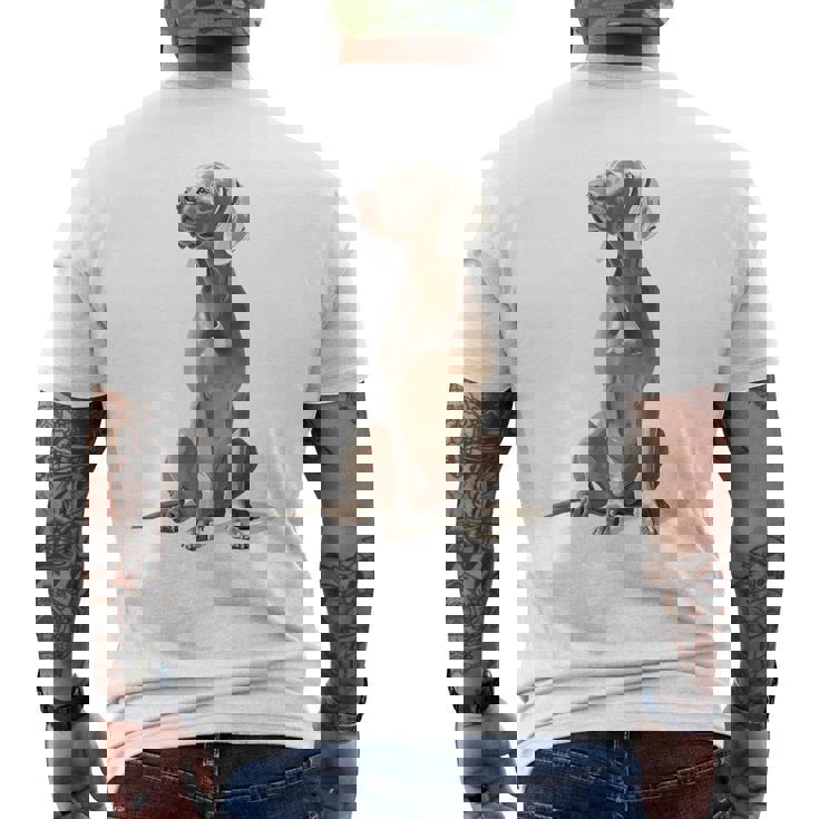 ワイマラナー 犬 グラフィック ペット イラスト ワイマラナー メンズTシャツ バックプリント