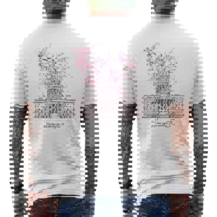 ワシントンdcキャピトルビル桜 メンズTシャツ バックプリント