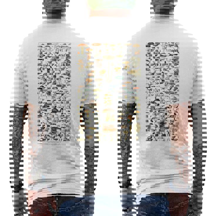 ヴィンテージ キノコ チャート イラスト キノコ モレルハンター メンズTシャツ バックプリント