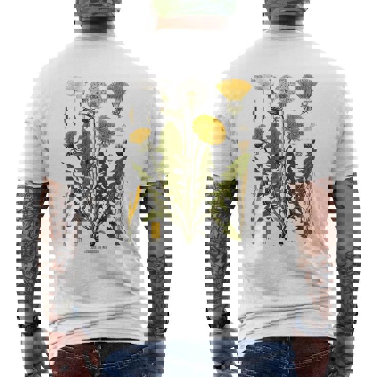 ヴィンテージ タンポポ チャート タンポポポ ボタニカル メンズTシャツ バックプリント