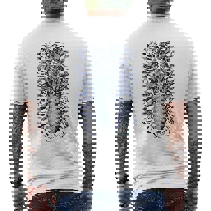 ヴィンテージ ブルー タコ メンズTシャツ バックプリント