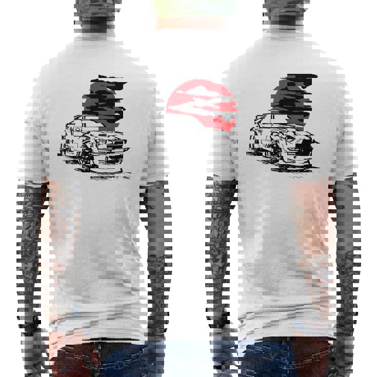 ヴィンテージジャパニーズクラシックカー、レーシングモータースポーツ メンズTシャツ バックプリント