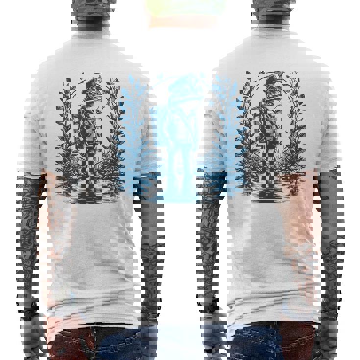 ヴィンテージスタイルの「郵便配達員カエル」 メンズTシャツ バックプリント